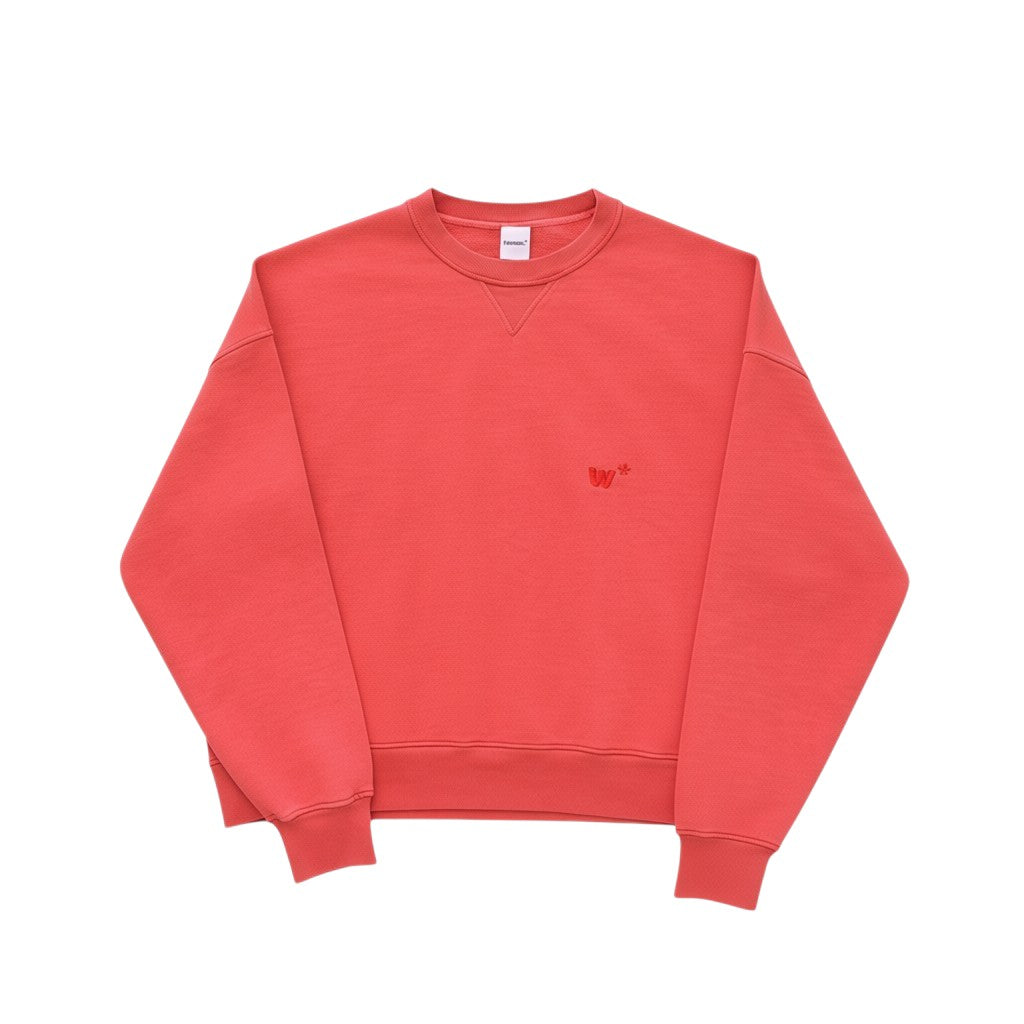 wannabes* | Clothing Brand ICONIC CREWNECK sweatshirt in coral red with embroidered logo on chest