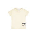 wannabes* | Clothing Brand cream women's t-shirt with a unique V-neck detail and Casa do Surf graphic print