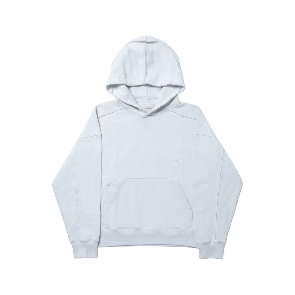 wannabes* | Clothing Brand glacier grey boxy fit cotton hoodie with kangaroo pocket and tonal embroidery