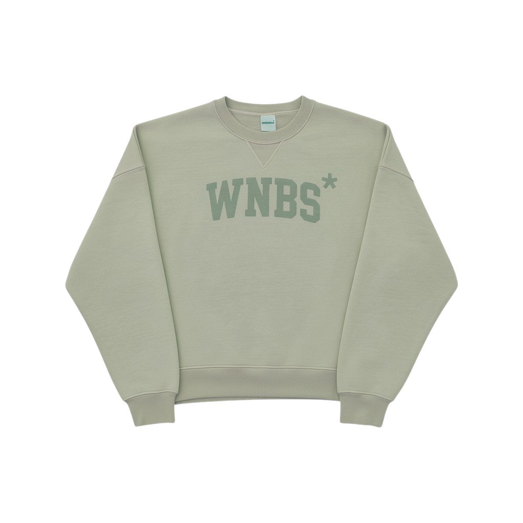 wannabes* | Clothing Brand sage green WNBS* crewneck sweatshirt with ribbed cuffs and collar
